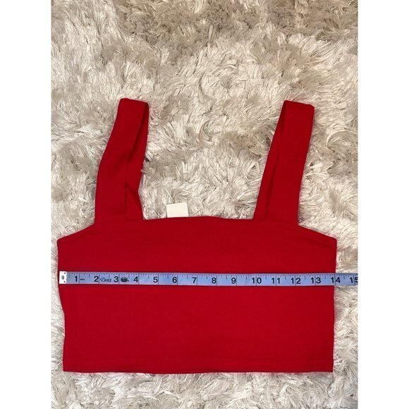 Ambiance Red Cotton Blend Square Neck Wide Straps Crop Tank Size M RefFNB‎ - Picture 12 of 12